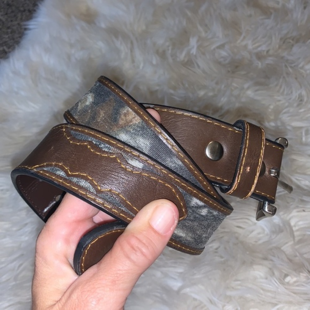 Mossy Oak leather camo belt 35”-40” fit